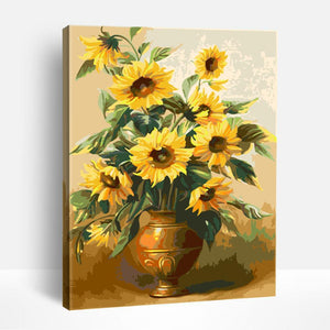 Sunflowers in Gold Vase | Paint By Numbers