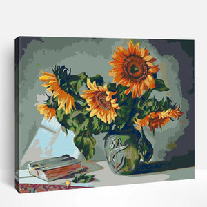 Sunflowers and Book | Paint By Numbers