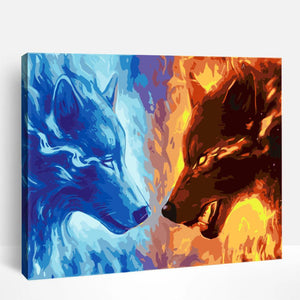 Ice and Fire Wolves | Paint By Numbers