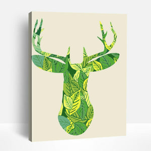 Green Deer Portrait | Paint By Numbers