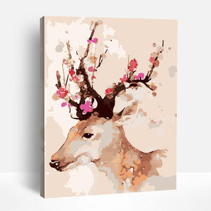 Deer with Pink Flowers | Paint By Numbers