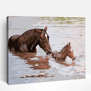 Horses Crossing River | Paint By Numbers