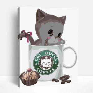 Kitten in Coffee Cup | Paint By Numbers