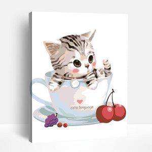 Kitten and Cherries | Paint By Numbers