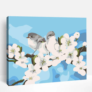 Birds and White Flowers | Paint By Numbers
