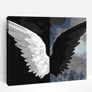 White and Black Angel Wings | Paint By Numbers