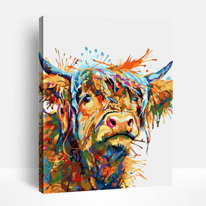Vivid Colored Highland Cow | Paint By Numbers