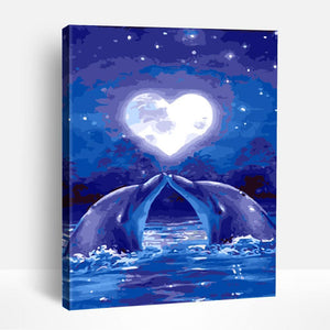 Dolphin Love Under Moonlight | Paint By Numbers