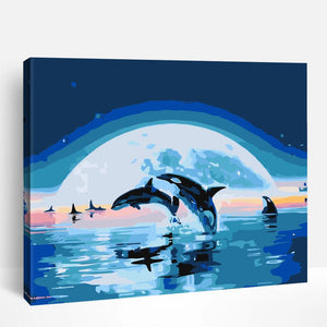 Moonlit Dolphin Fun | Paint By Numbers