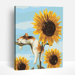 Sunflower and Kitten | Paint By Numbers