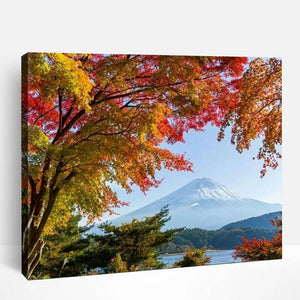 Autumn Trees by Mount Fuji | Paint By Numbers